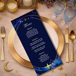 Elegant Blue celestial bröllop Meny