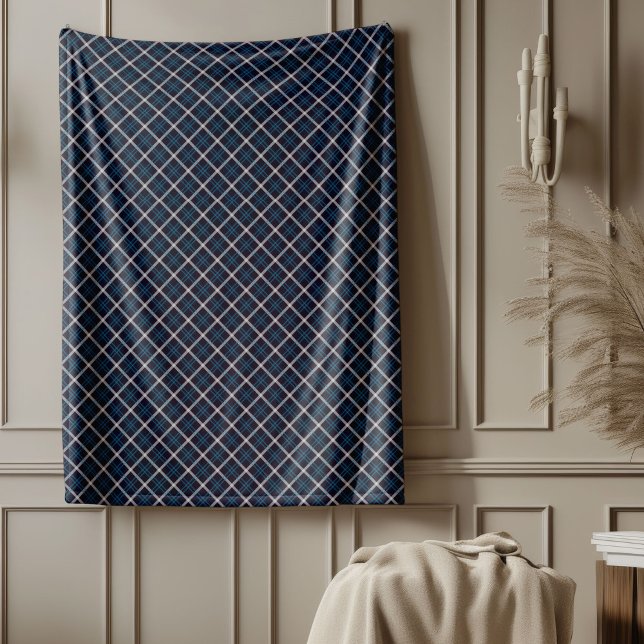Elegant Blue Checkered Blanket for Home Decor Fleecefilt (Elegant Blue Checkered Blanket for Home Decor)