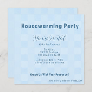 Elegant Blue Checkered Houseworldunder Party Inbju Meddelande