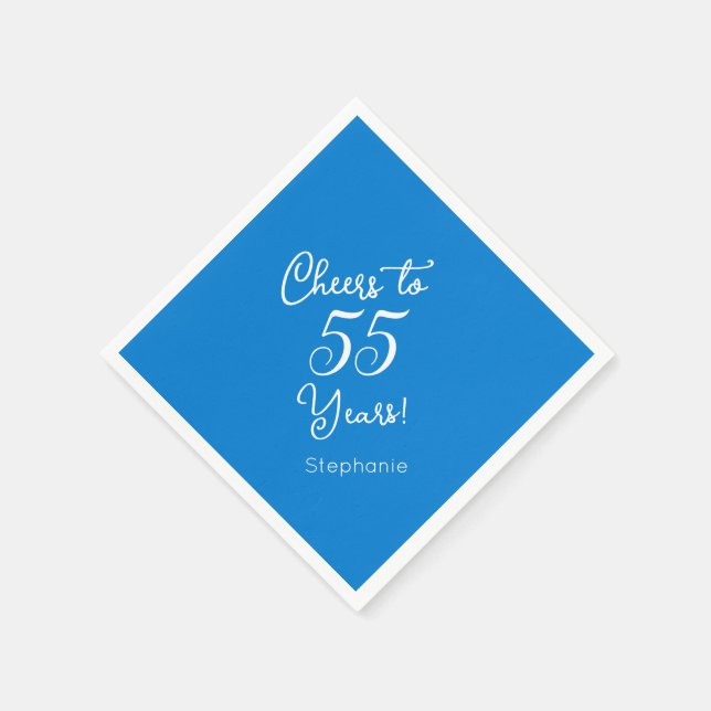Elegant Blue Cheers till 55 år 55:e födelsedagen Pappersservett (Hörn)