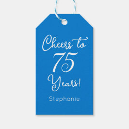Elegant Blue Cheers till 75 år 75:e Birthday Presentetikett