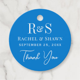 Elegant Blue Chic Modern Monogram Bröllop Gåvor Etiketter