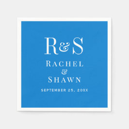 Elegant Blue Chic Modern Monogram Bröllop Pappersservett