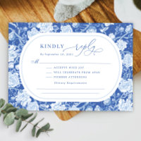 Elegant Blue Chinoiserie Bird Peony Bröllop OSA