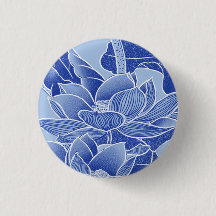 Elegant Blue Chinoiserie Blommigt Lotus Mandala