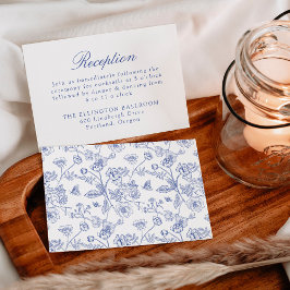 Elegant Blue Chinoiserie Blommigt Wedding Receptio Tilläggskort