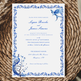 Elegant Blue Chinoiserie bröllopsinbjudan Inbjudningar