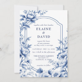 Elegant Blue Chinoiserie Floral Botanical Wedding Inbjudningar