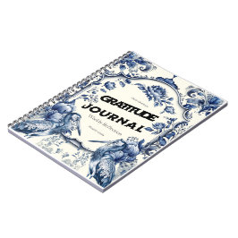 Elegant Blue Chinoiserie Gratitude Journal Cover Anteckningsbok
