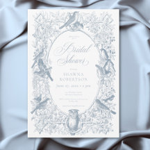 Elegant Blue Chinoiserie Nature & Birds Shower