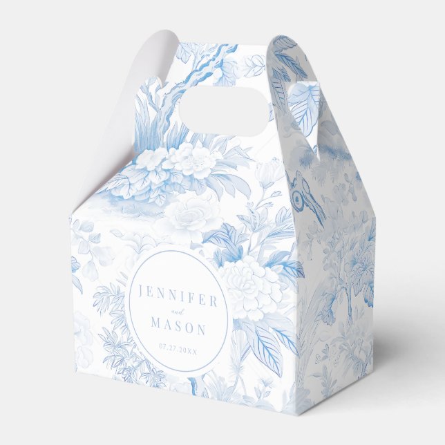 Elegant Blue Chinoiserie Porcelain Bröllop Presentaskar (Framsidan Sidan)