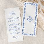 Elegant Blue chinoiserie Script Bröllop Menu Meny<br><div class="desc">Elegant Blue chinoiserie Script Bröllop Menu</div>