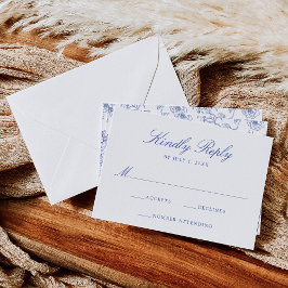 Elegant Blue Chinoiserie Victorian Blommigt Bröllo OSA Kort