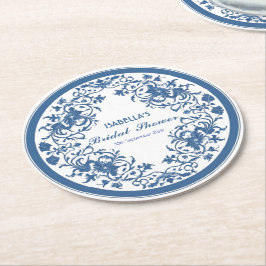 Elegant Blue Chinoiserie Victorian Chinese Blommig Underlägg Papper Rund