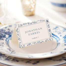 Elegant Blue Chinoiserie Wedding Place Cards Bordsnummer