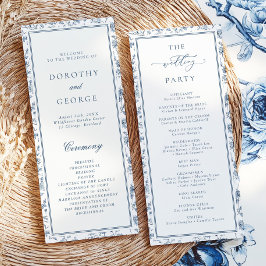 Elegant Blue Chinoiserie Wedding Program