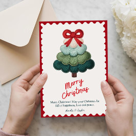 Elegant blue christmas tree personalized julkort
