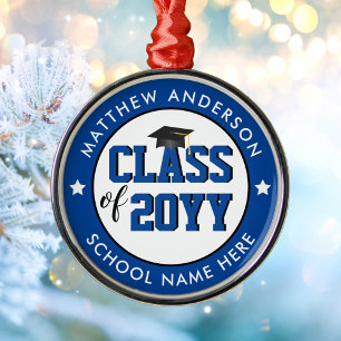 Elegant Blue Class of 2023 Student Studenten Julgransprydnad Metall