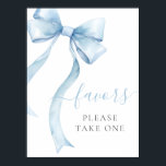 Elegant Blue Coquette Bow Boy Baby Favors Poster<br><div class="desc">Elegant blue coquette bow boy baby shower favors poster.</div>