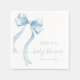 Elegant Blue Coquette Bow Boy Baby Shower Pappersservett