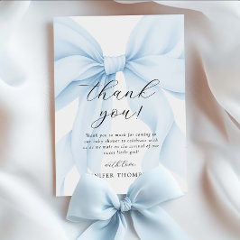 Elegant Blue Coquette Bow Girl Baby Shower Tack Kort