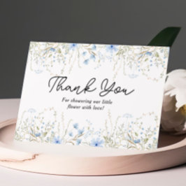 Elegant Blue Cornblomma Wildblomma Baby Shower Tack Kort