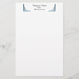 Elegant Blue Corner Gräns Professionell Stationery Brevpapper