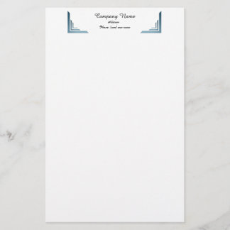 Elegant Blue Corner Gräns Professionell Stationery Brevpapper