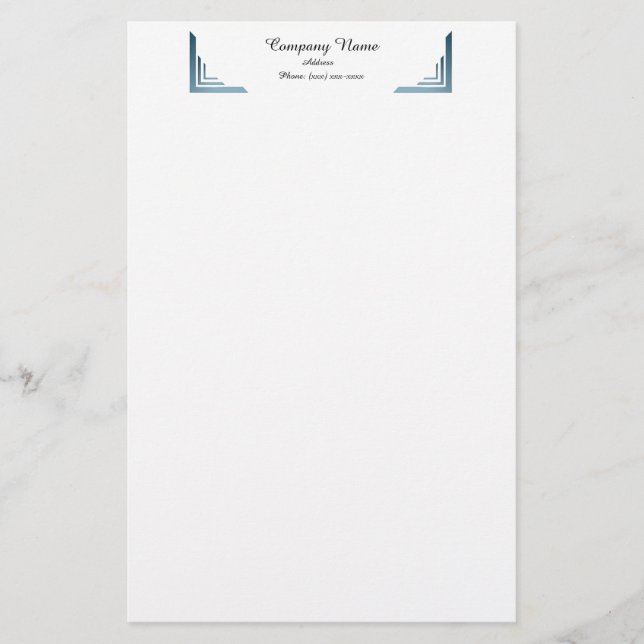 Elegant Blue Corner Gräns Professionell Stationery Brevpapper (Framsida)