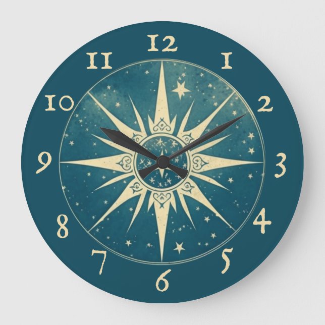 Elegant Blue Cosmic Wall Clock Stor Klocka (Framsida)