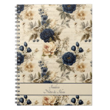 Elegant Blue Cream Ro Blommönster