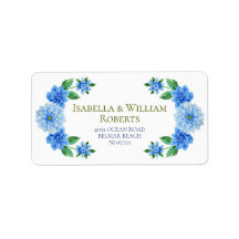 Elegant Blue Dahlia Bröllop Adress