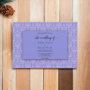 Elegant Blue Damask Classy Decorative Bröllop Inbjudningar