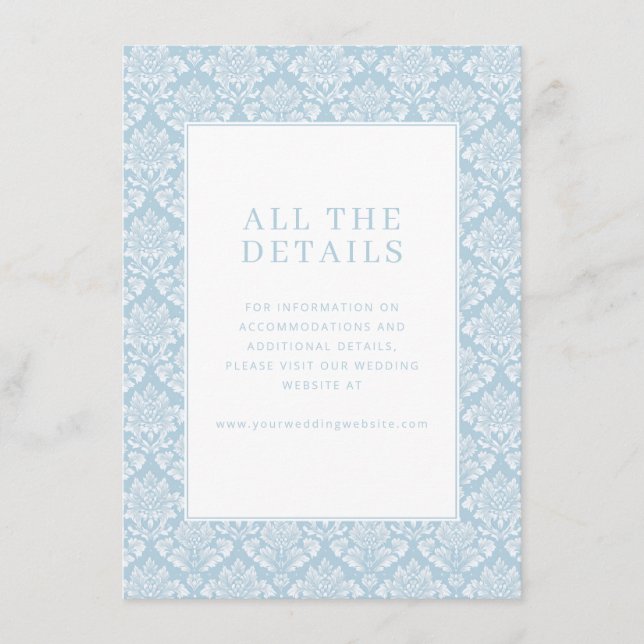 Elegant Blue Damask Tilläggskort (Framsida)