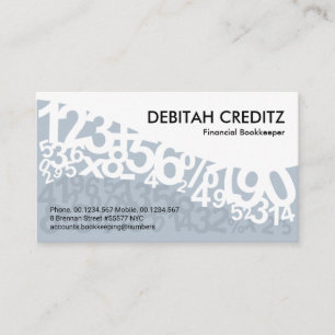Elegant Blue Dancing Numbers Bookkeeper Visitkort
