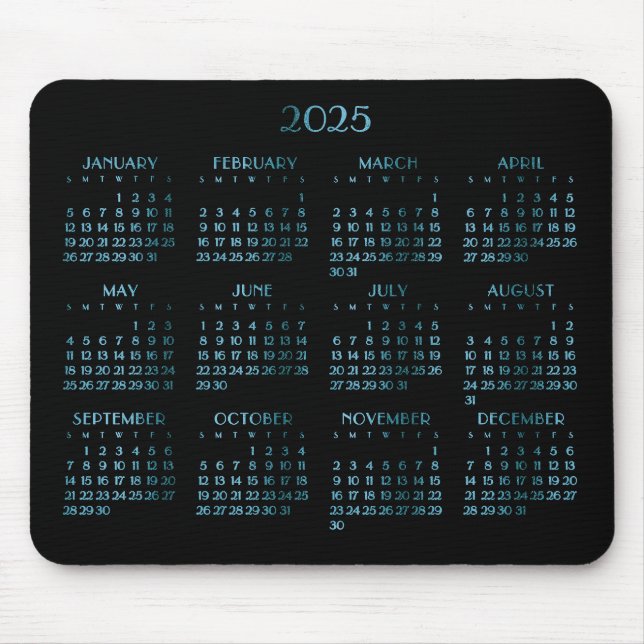 Elegant Blue Deco Yarly Calendar 2025 Musmatta (Framsidan)