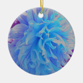 Elegant Blue Decorative Dahlia Flower Julgransprydnad Keramik