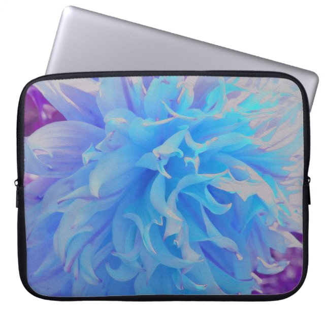 Elegant Blue Decorative Dahlia Flower Laptop Fodral (Framsidan)
