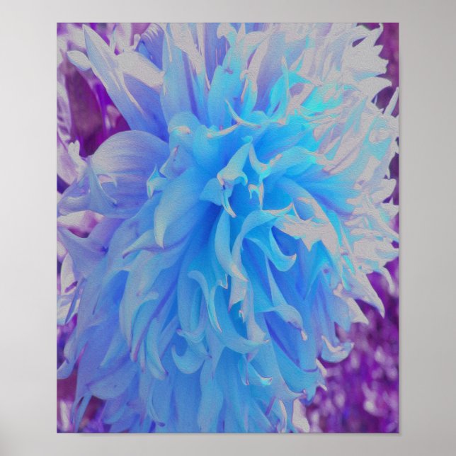 Elegant Blue Decorative Dahlia Flower Poster (Framsidan)