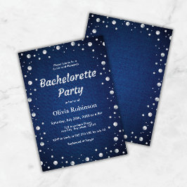 Elegant Blue Denim och Diamonds Bachelorette Party Inbjudningar