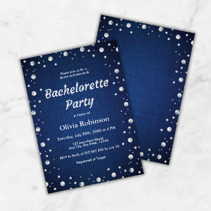 Elegant Blue Denim och Diamonds Bachelorette Party Inbjudningar