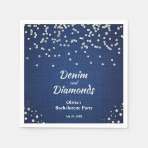 Elegant Blue Denim och Diamonds Bachelorette Party Pappersservett