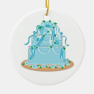 Elegant Blue Designer Cake Julgransprydnad Keramik