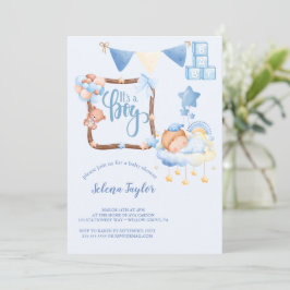 Elegant Blue Det är en pojkvän-babyskor Inbjudningar