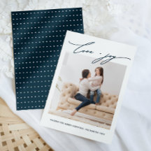 Elegant Blue Dots Kärlek och Joy Calligraphy Helgd