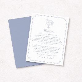 Elegant Blue Double Frame Wedding Thank You Card Spara Datumet