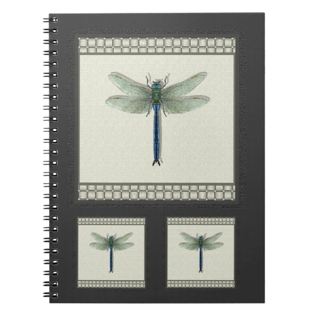 Elegant Blue Dragonfly Anteckningsbok Med Spiral (Framsidan)