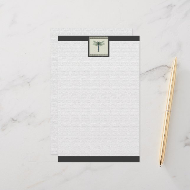 Elegant Blue Dragonfly Brevpapper (Fram/Back In Situ)