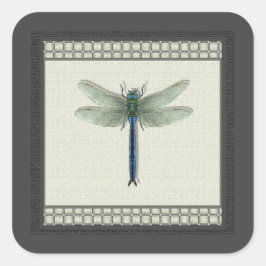 Elegant Blue Dragonfly Fyrkantigt Klistermärke
