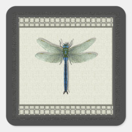 Elegant Blue Dragonfly Fyrkantigt Klistermärke